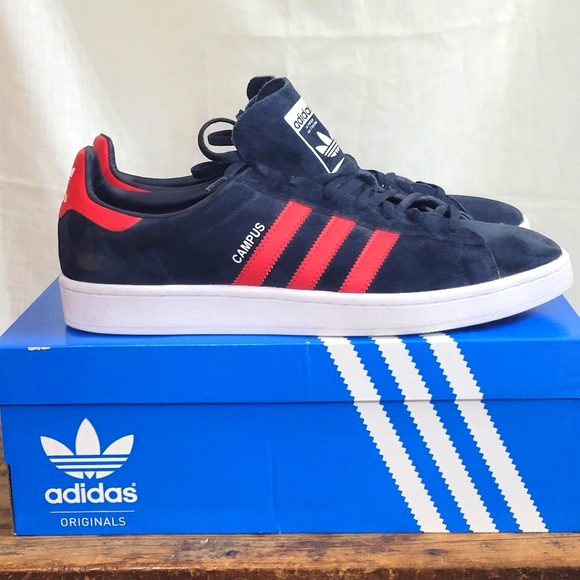 adidas Other - Adidas Campus ABC Originals Men's Navy & Red & White Leather Nubuck Size 12